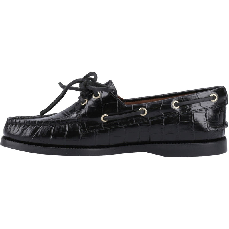 Sperry Authentic 2 Eye Chaussures Bateau Noires En Cuir Pour Femme
