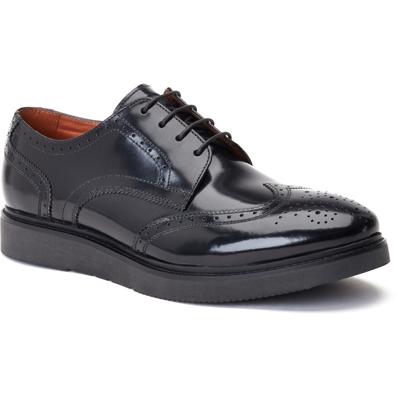 Base London Joe Chaussures Richelieu Pour Hommes En Cuir Noir