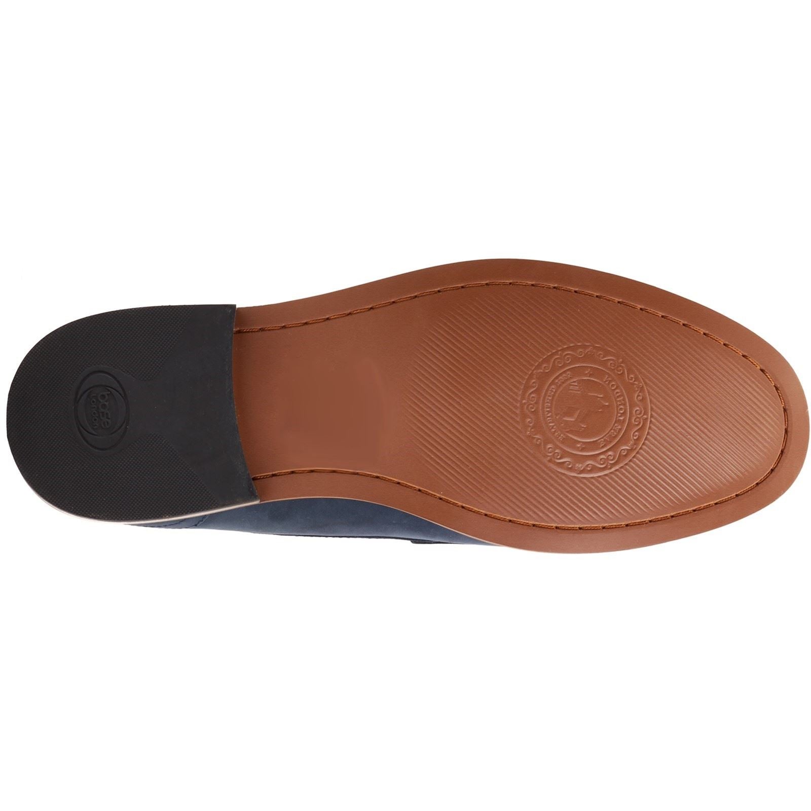 Base London Garfield Chaussures Bateau En Cuir Pour Homme, Bleu Marine