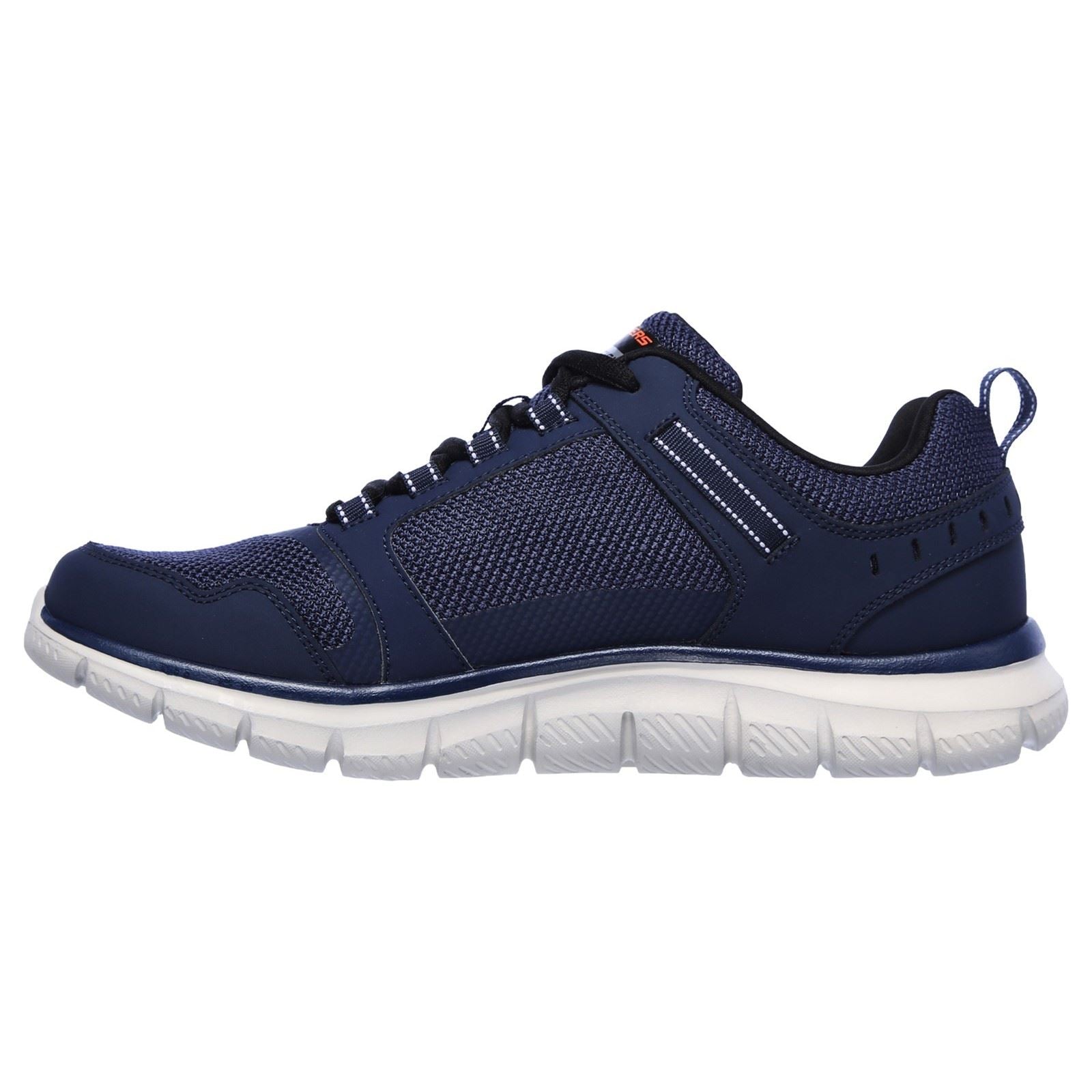 Skechers Track Knockhill Baskets Pour Hommes En Cuir Bleu Marine/Orange