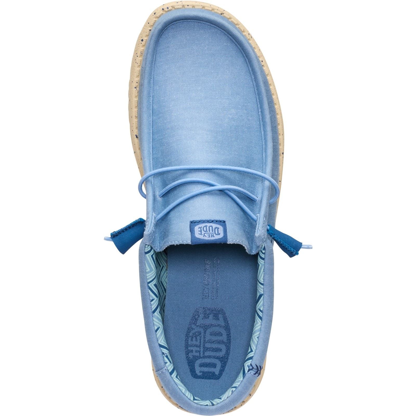 HEYDUDE Wally Stretch Canvas Mocassins En Denim Délavé/Tan Boulder Pour Hommes