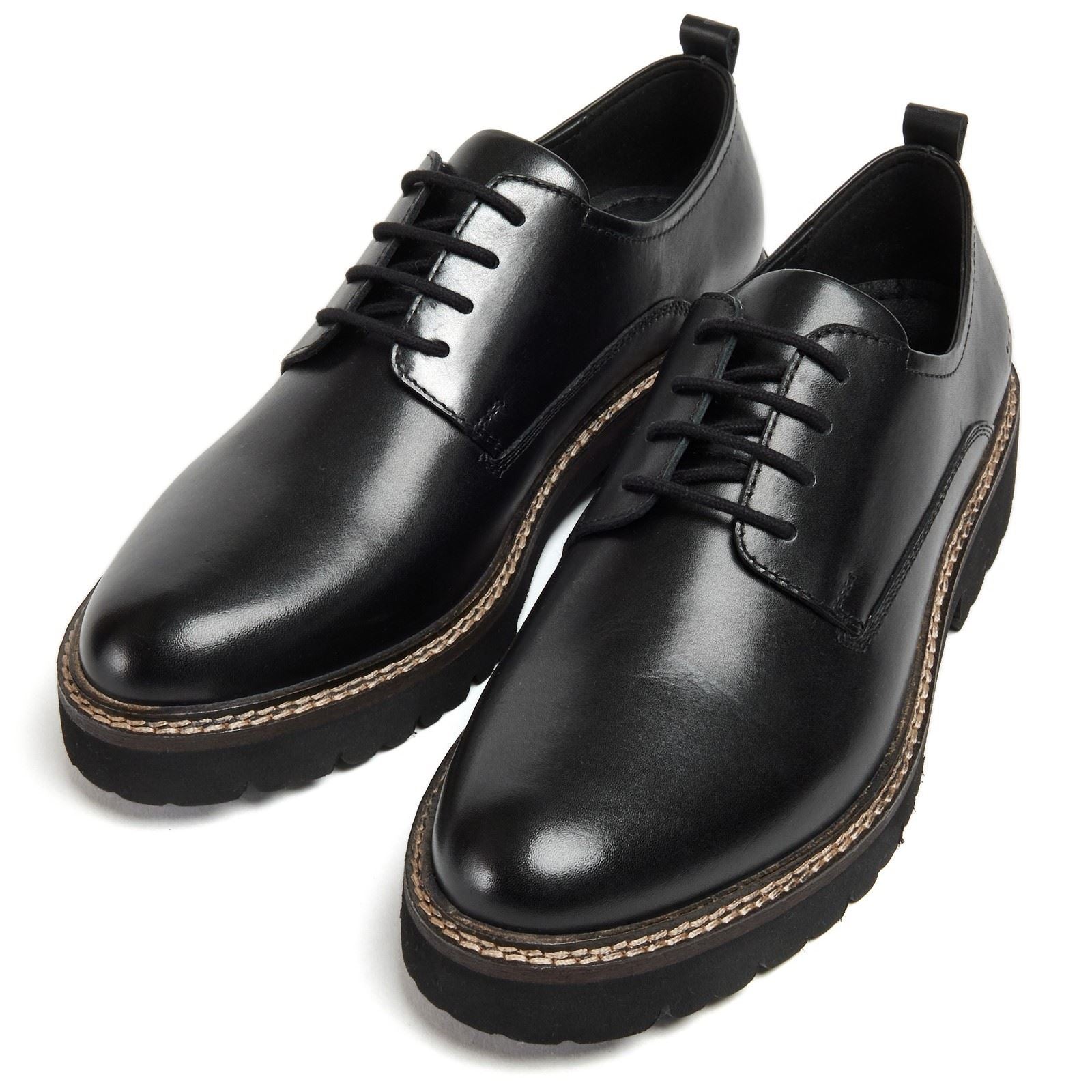 Pod Kris Chaussures Derby Noires En Cuir Pour Femmes