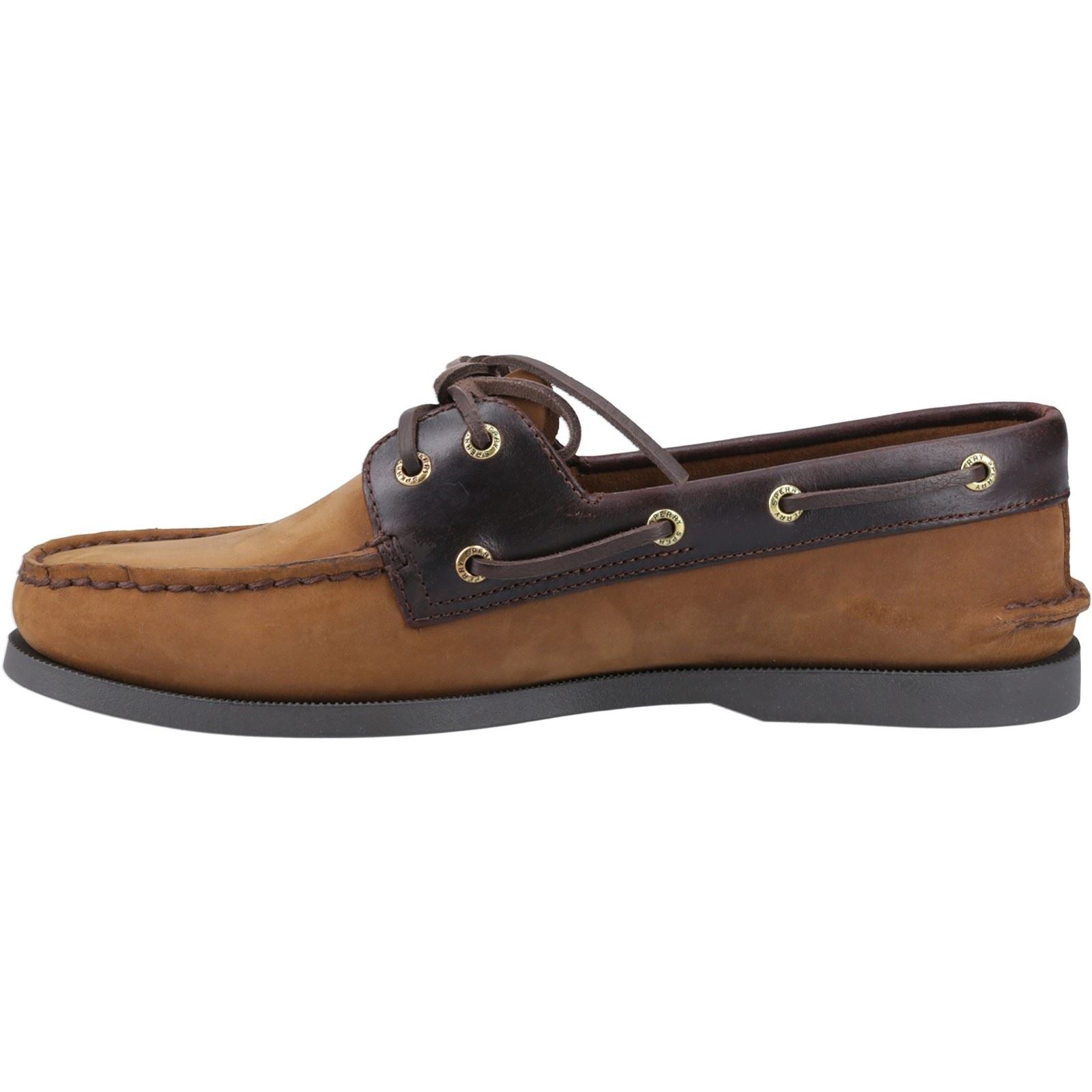 Sperry Authentic 2 Eye Chaussures Bateau Pour Hommes En Cuir Marron Assorti