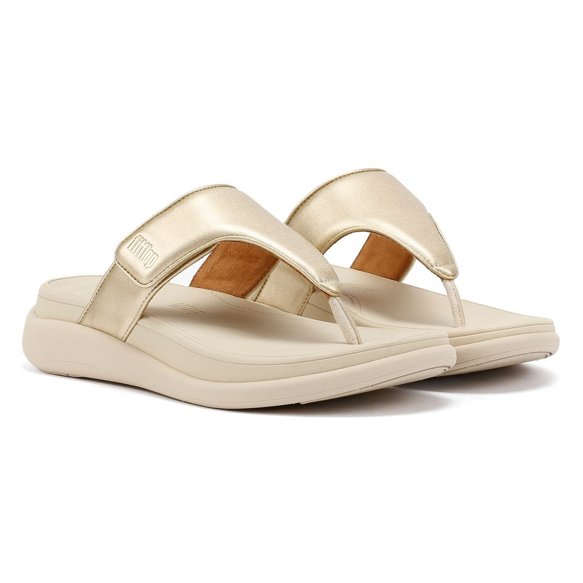 FitFlop F-Mode Go Adjustable Flatform Sandales Dorées Pour Femmes