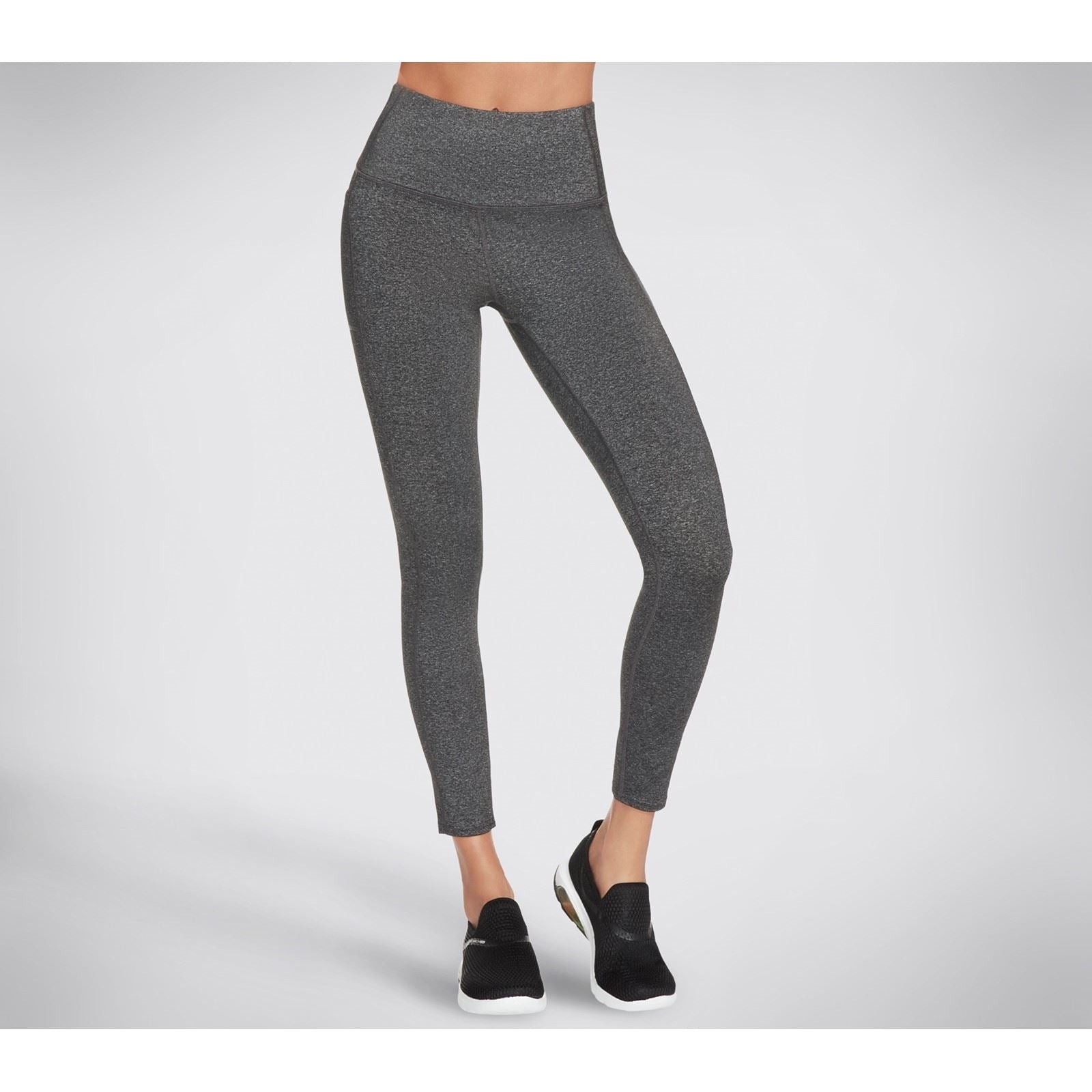 Skechers Performance GOWALK Wear High Waisted Leggings De Sport Grises En Nylon Pour Femmes