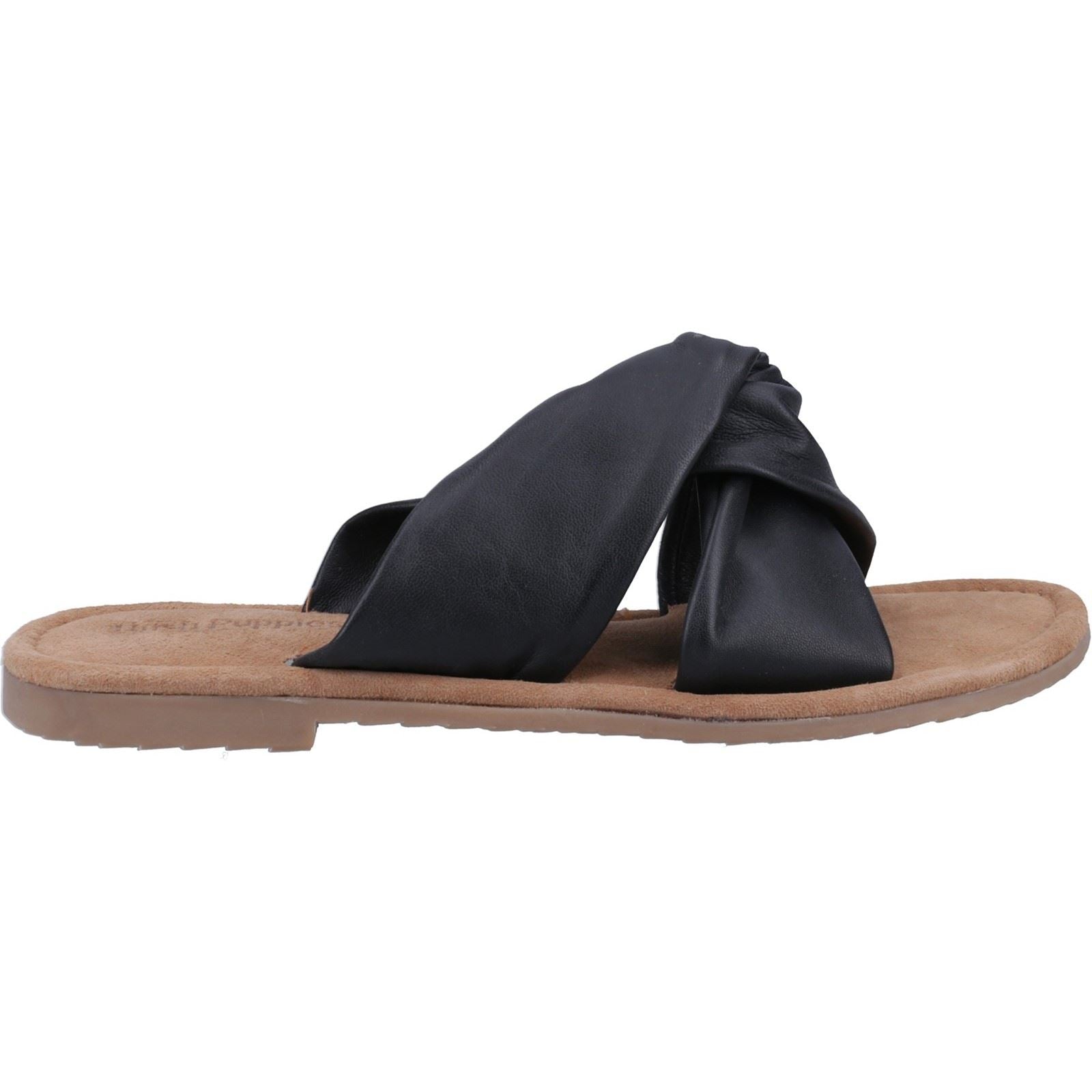 Hush Puppies Amy Wide Fit Sandales Noires Pour Femmes En Cuir