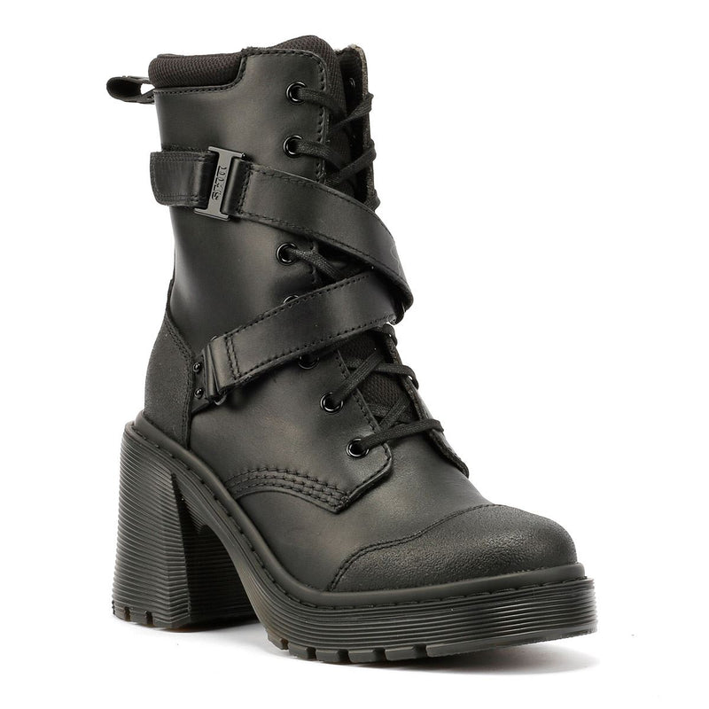 Dr. Martens Chesney Tech Bottes Noires En Cuir Pour Femmes