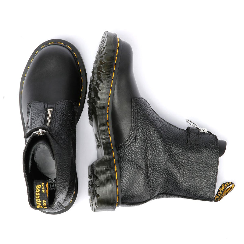 Dr. Martens 1460 Pascal Front Zip Bottes Noires En Cuir Pour Femmes