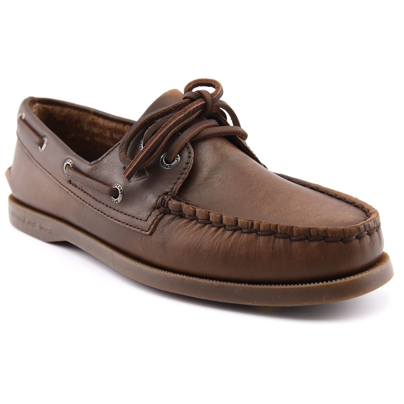 Sperry Authentic 2 Eye Boat Bateaux En Cuir Pour Femmes Marron Moyen