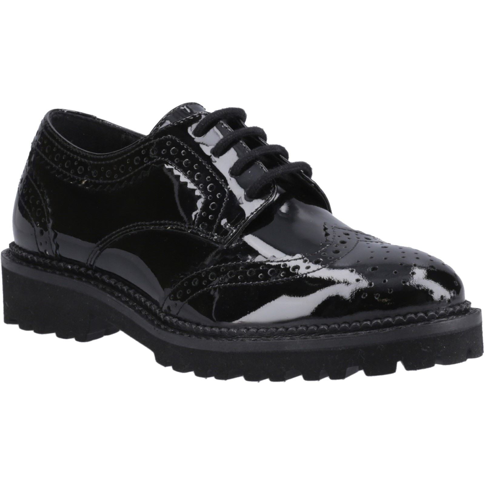 Hush Puppies Gabi Lace Up Chaussures Noires Pour Filles En Cuir