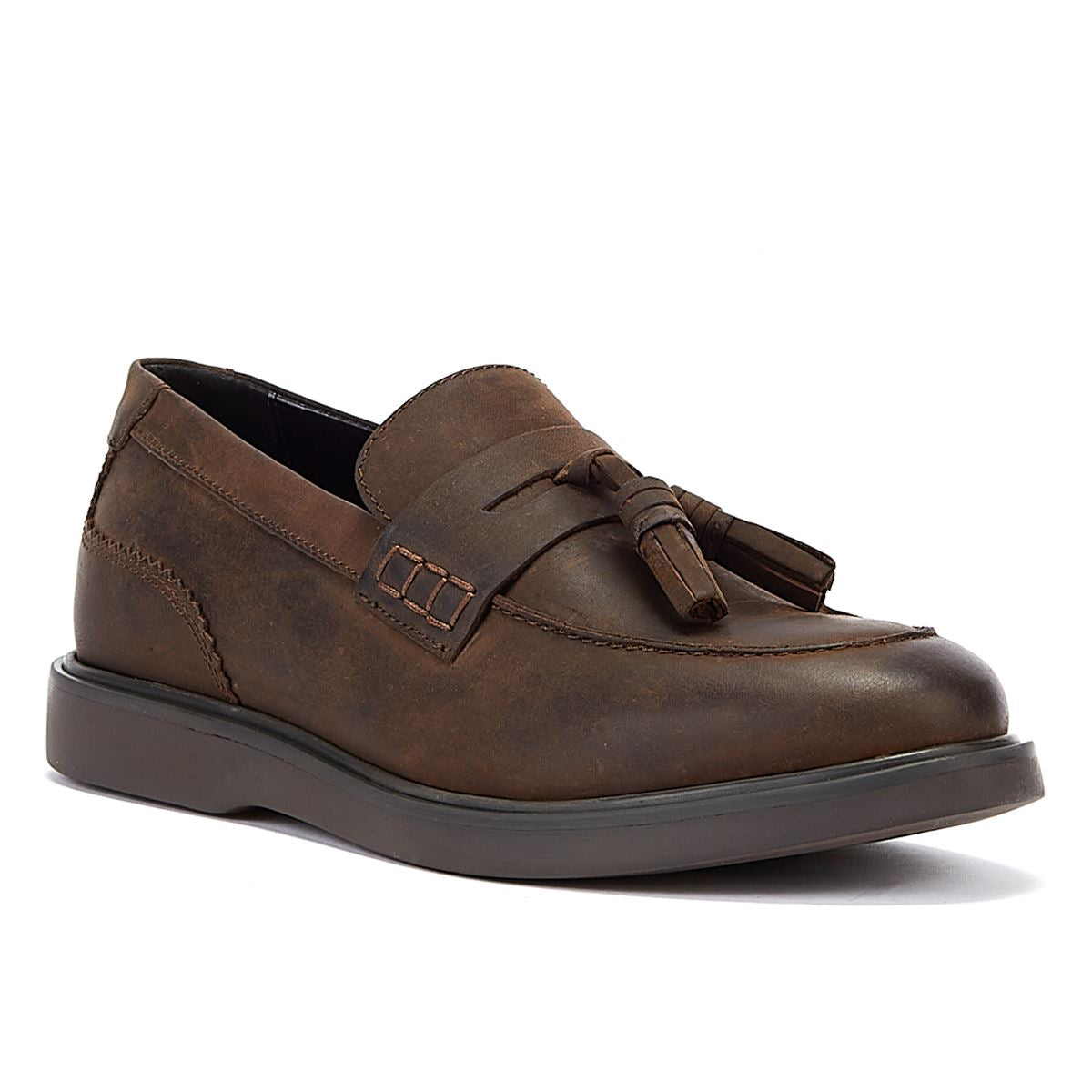 Hudson Mocassins Pour Hommes En Cuir Marron Cato Loafer Crazy