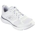 Skechers Flex Appeal 5.0 Fresh Touch Baskets En Cuir Blanc/Argent Pour Femmes