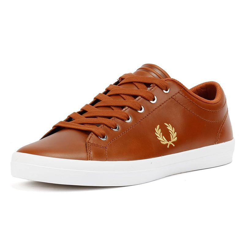Fred Perry Baseline Baskets En Cuir Pour Homme Marron