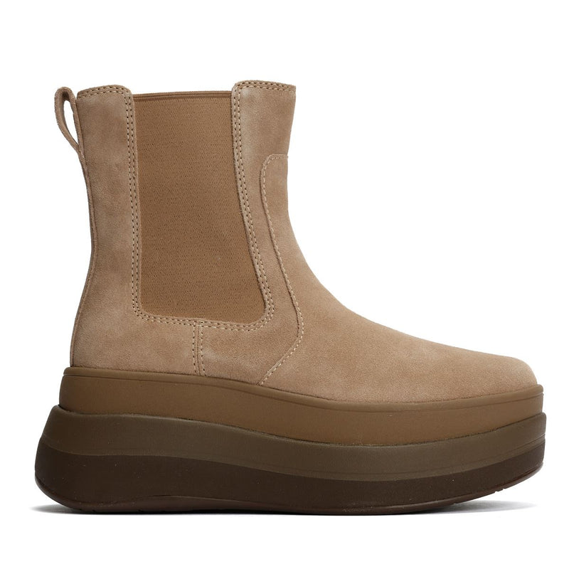 FitFlop F-Mode Bottes Beiges Pour Femmes En Suède