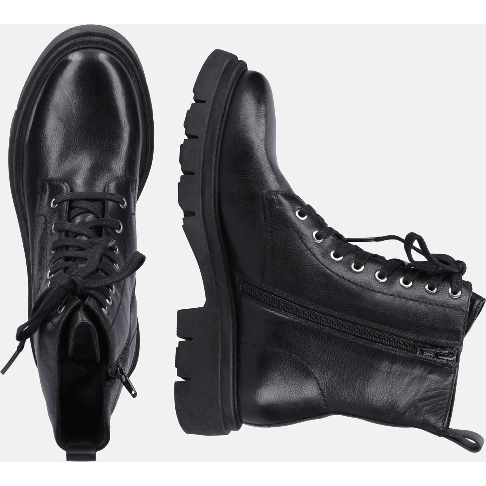Hush Puppies Rhea Bottes Noires En Cuir Pour Femmes