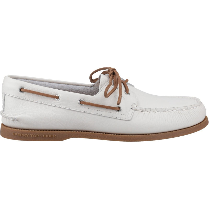 Sperry Authentic 2 Eye Chaussures Bateau Pour Hommes En Cuir Blanc/Gomme