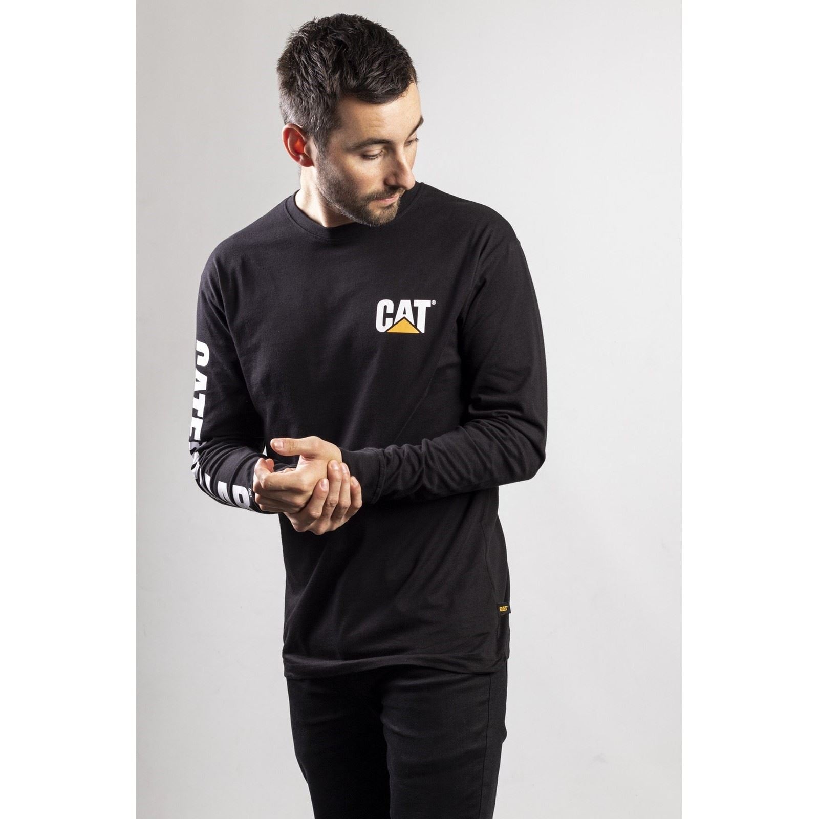 Caterpillar Trademark Banner Long Sleeve T-Shirt Noir En Coton Pour Homme