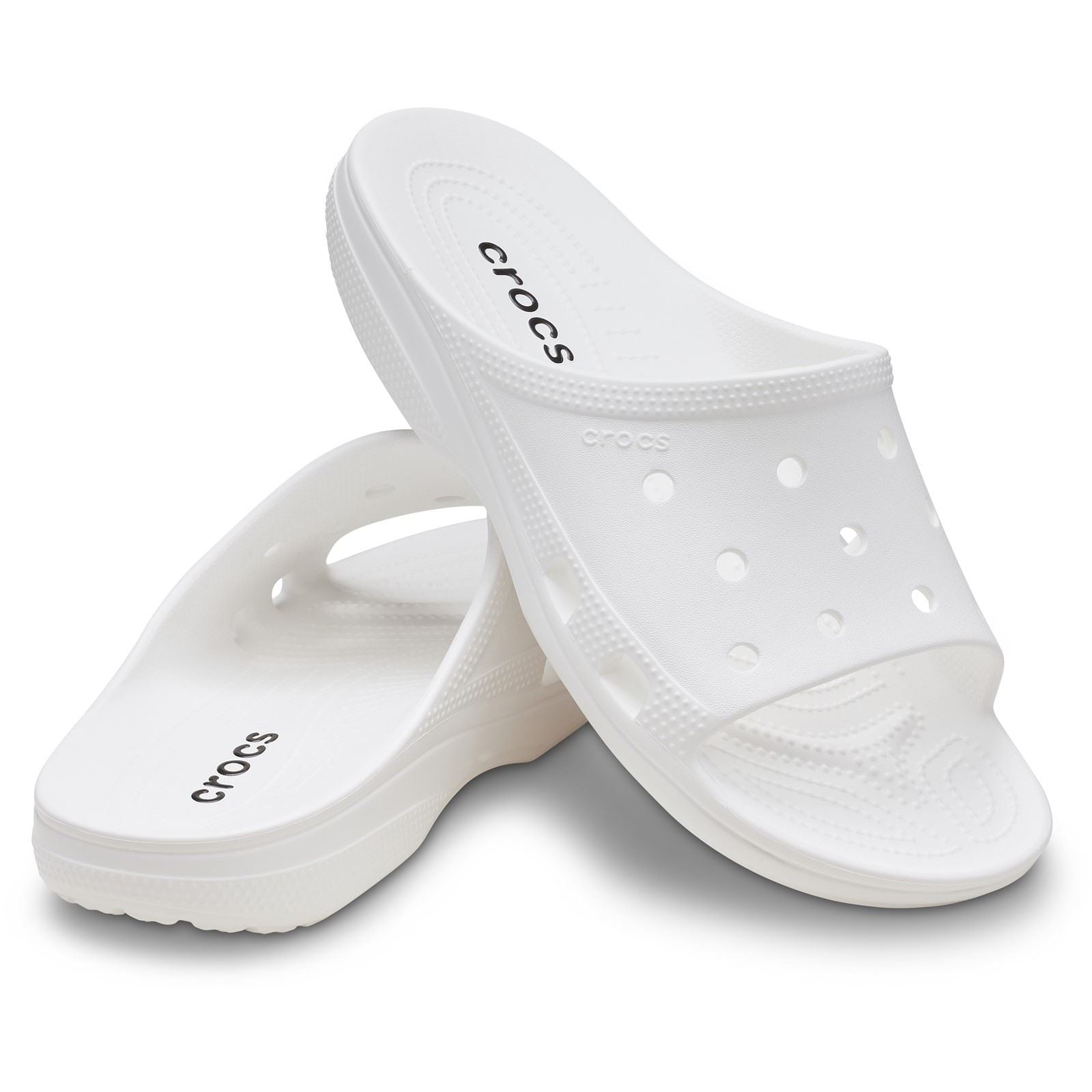 Crocs Classic Slide Pantoufles Blanches En Thermoplastique Pour Femmes