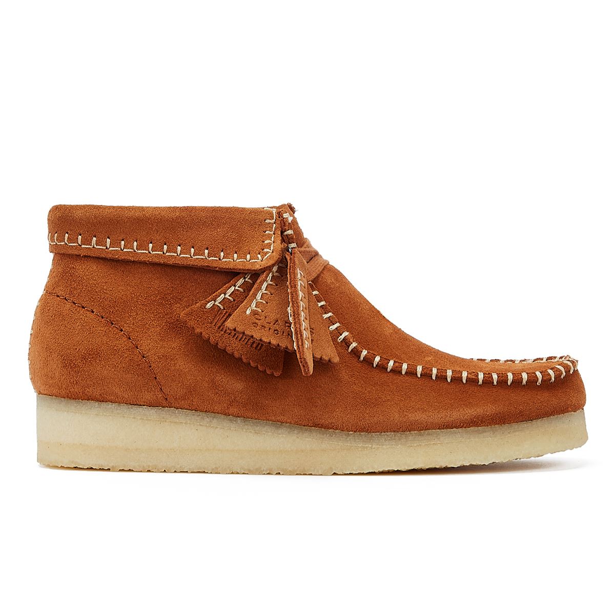 Clarks Bottes Murales Wallabee En Daim Couture Femme Couleur Ginger.