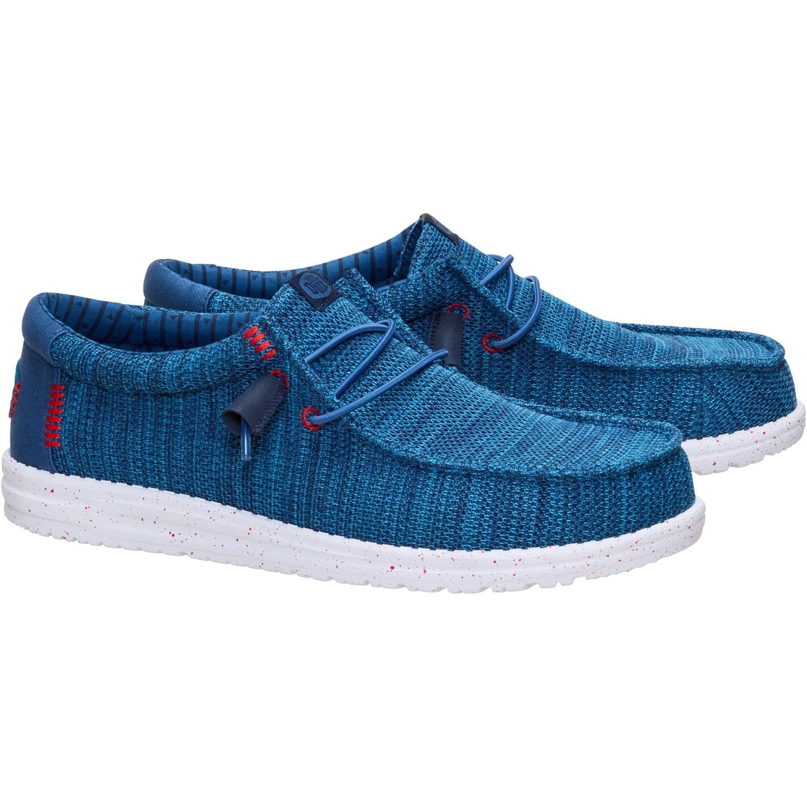 HEYDUDE Wally Stretch Sox Mocassins En Polyester Pour Hommes En Bleu Ensign/Multi
