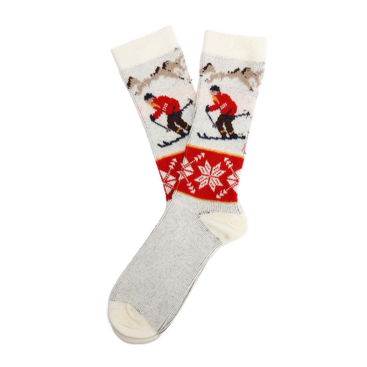 Anonymous Ism Wool Ski JQ Crew Chaussettes Blanches Pour Hommes Mi-Mollet