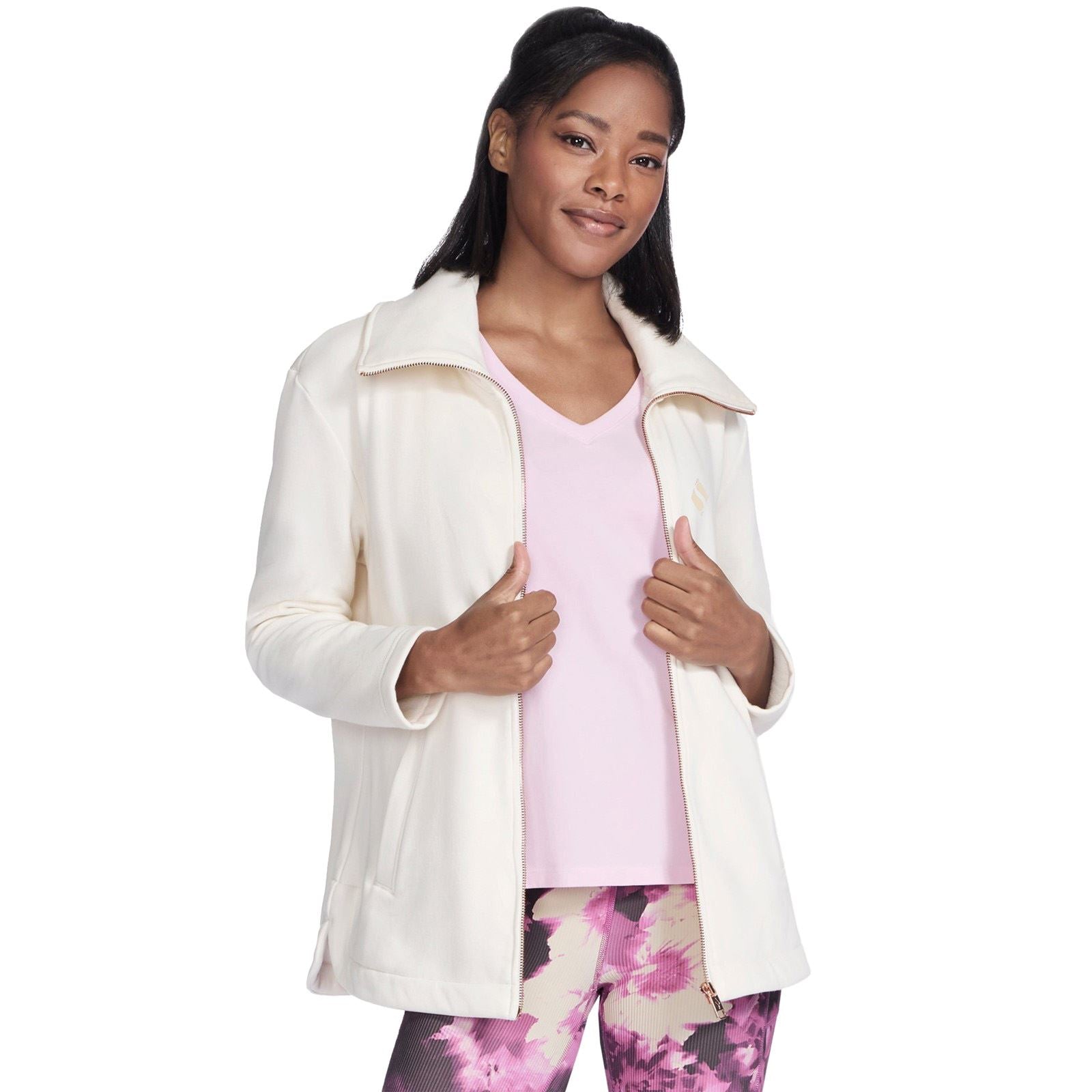Skechers Performance GO SNUGGLE Tunic Jacket Veste Blanche Cassée Pour Femmes