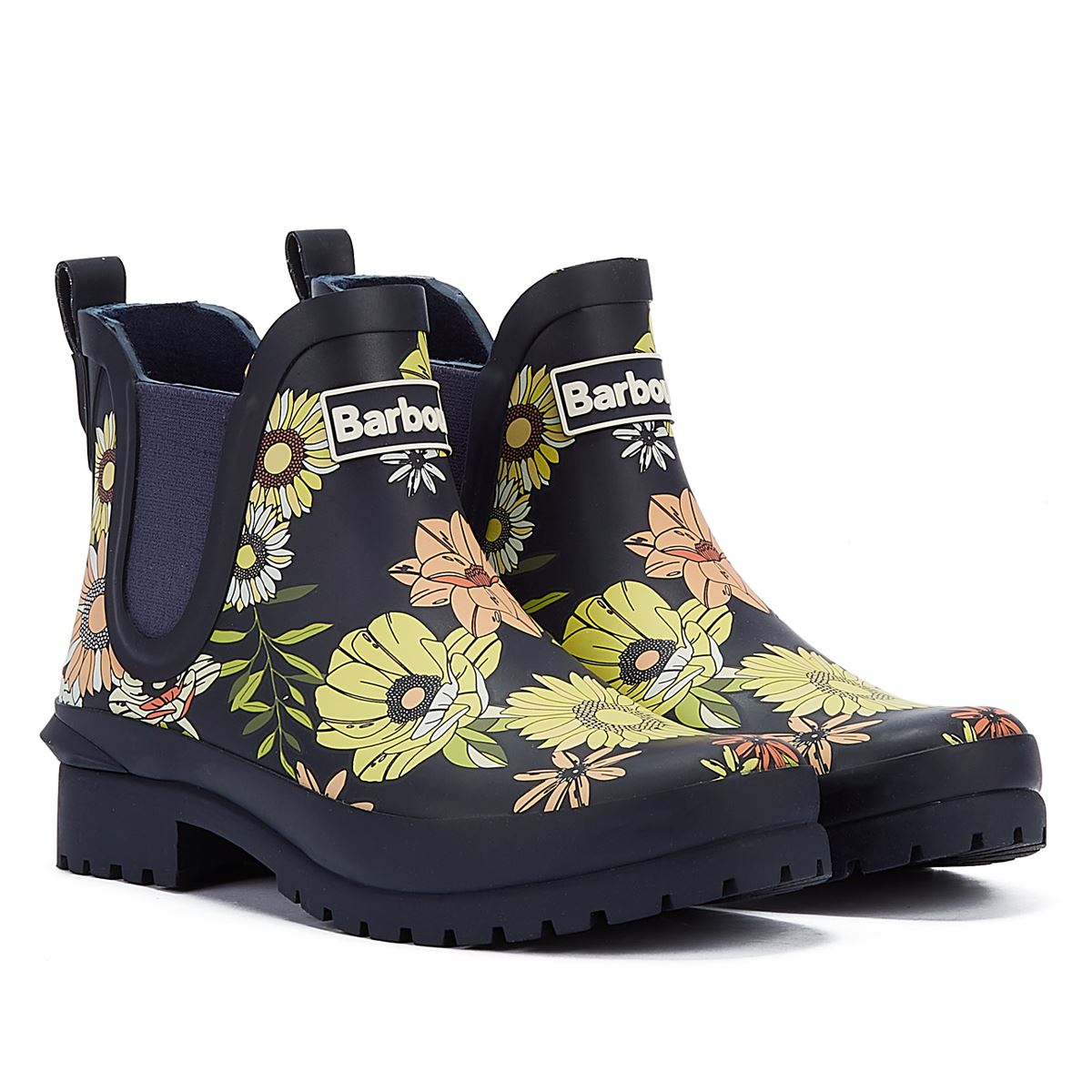 Barbour Wilton Bottes En Caoutchouc Marine Pour Femmes