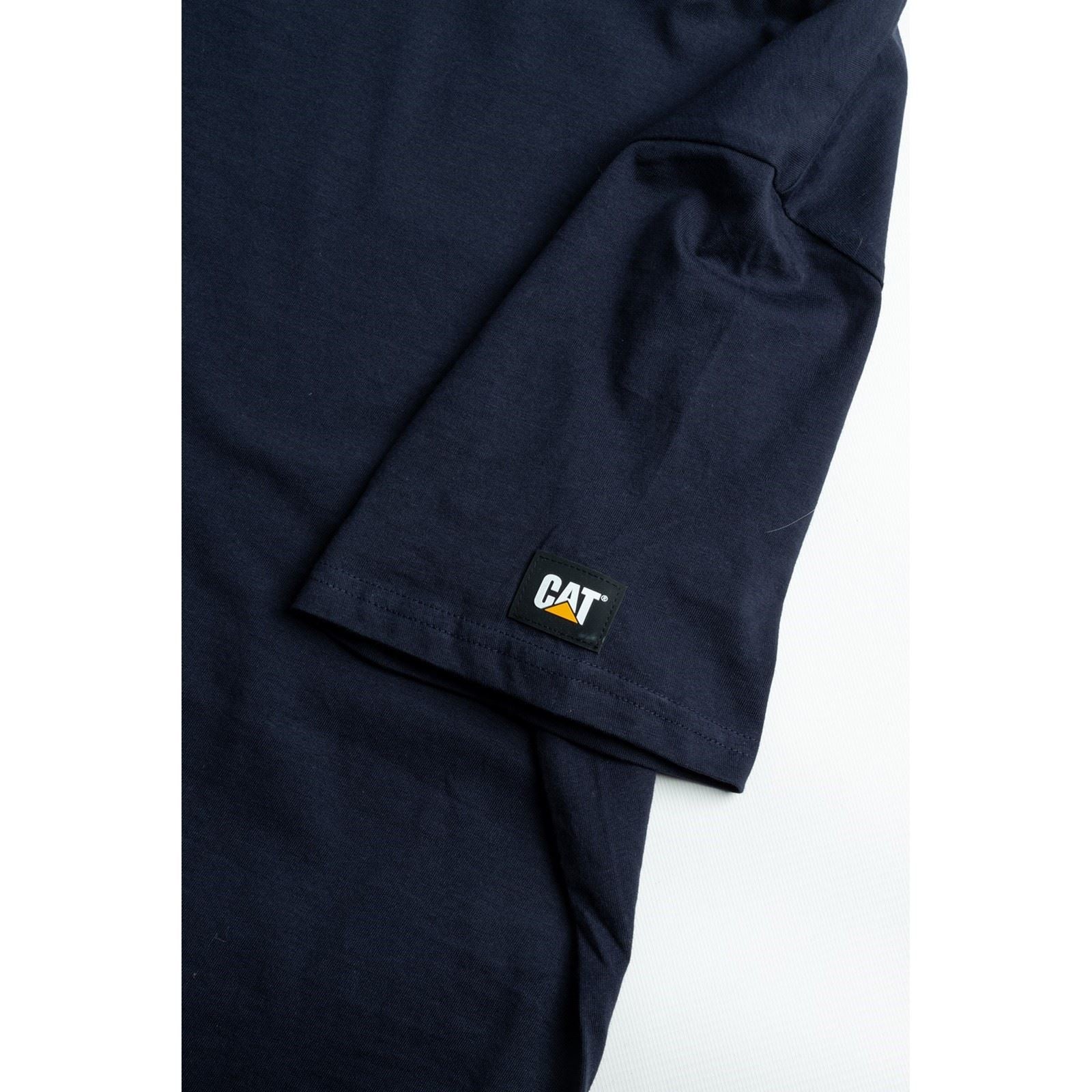 Caterpillar Essentials Short Sleeve T-Shirts Pour Hommes En Coton Bleu À Manches Courtes