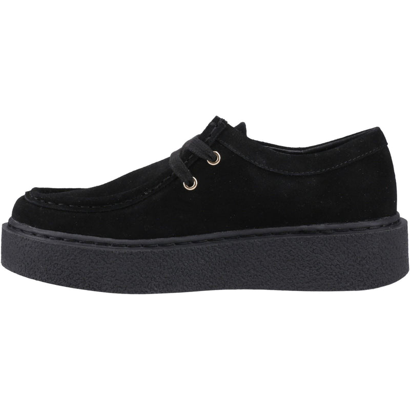 Hush Puppies Bridie Suede Chaussures Mocassins Noires Pour Femmes En Cuir