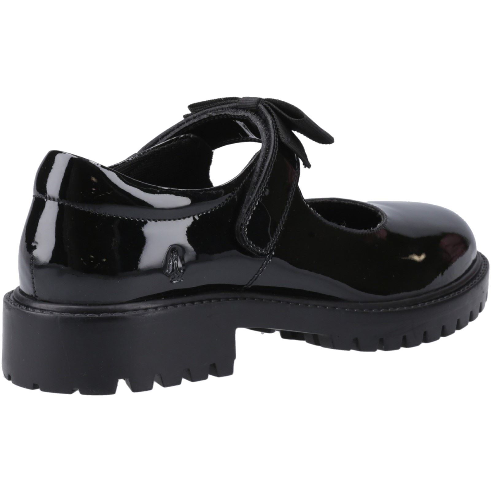 Hush Puppies Astrid Bow Chaussures Noires Pour Filles En Cuir