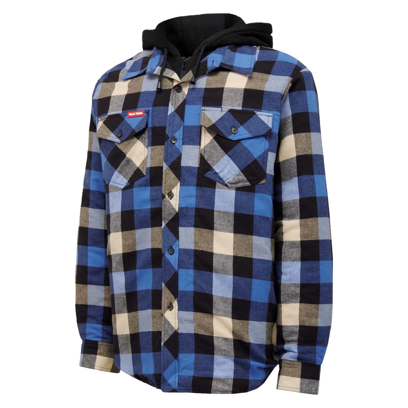 Hard Yakka Quilted Flannel Shacket Veste Chemise Bleue Pour Homme