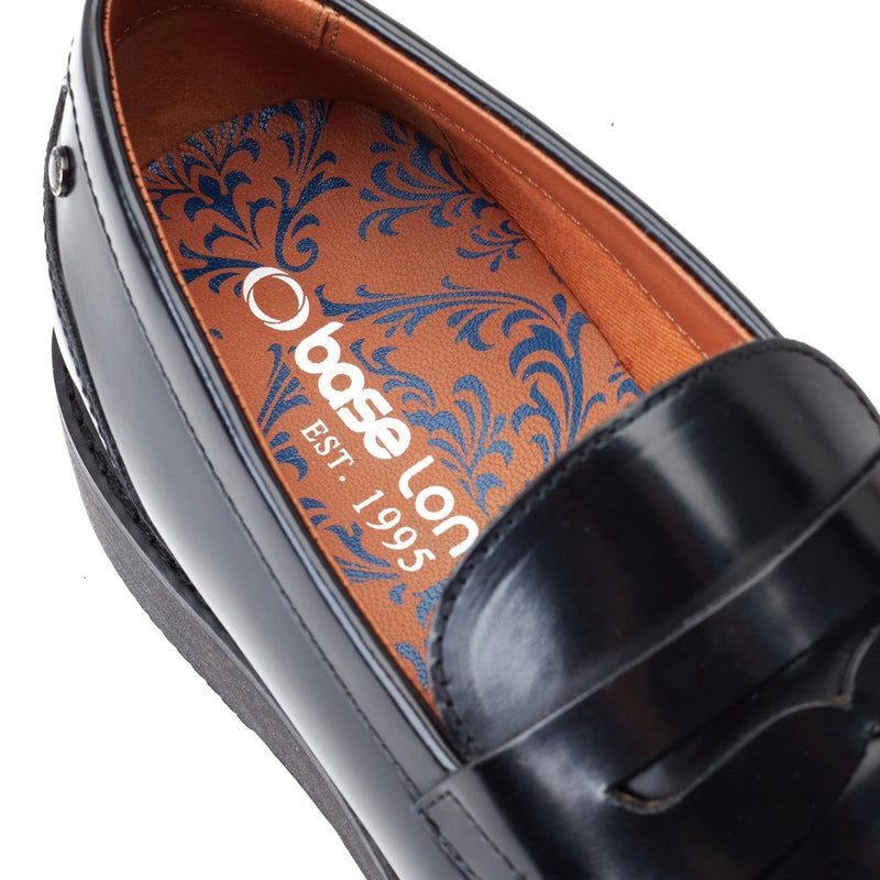 Base London Sid Mocassins Noirs En Cuir Pour Hommes