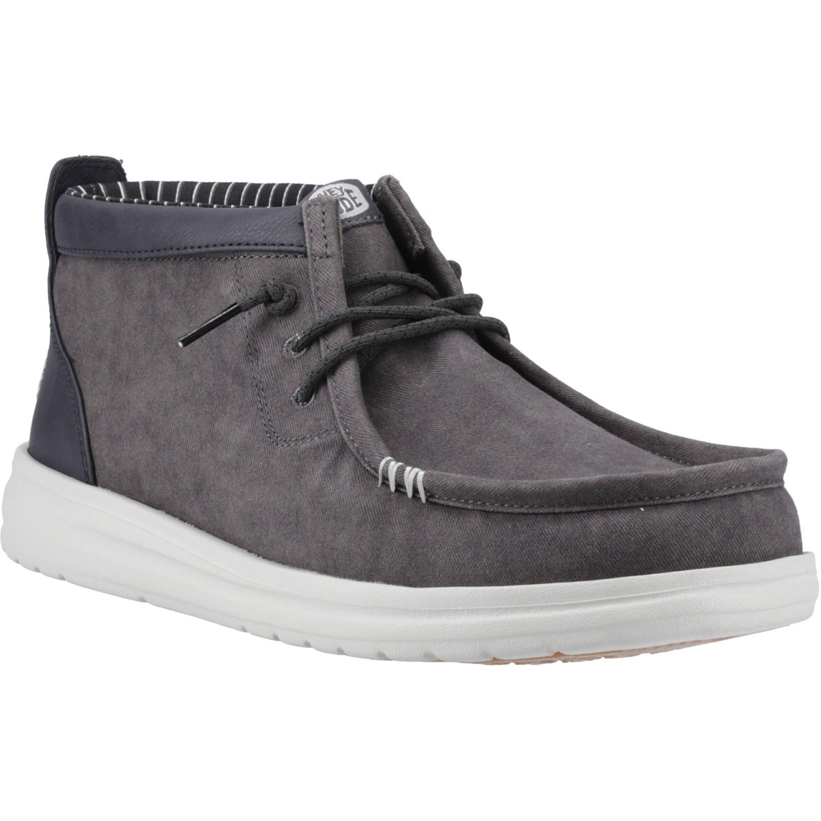 HEYDUDE Wally Mid GripR Chaussures De Cheville Pour Hommes En Coton Noir Oyster/noir