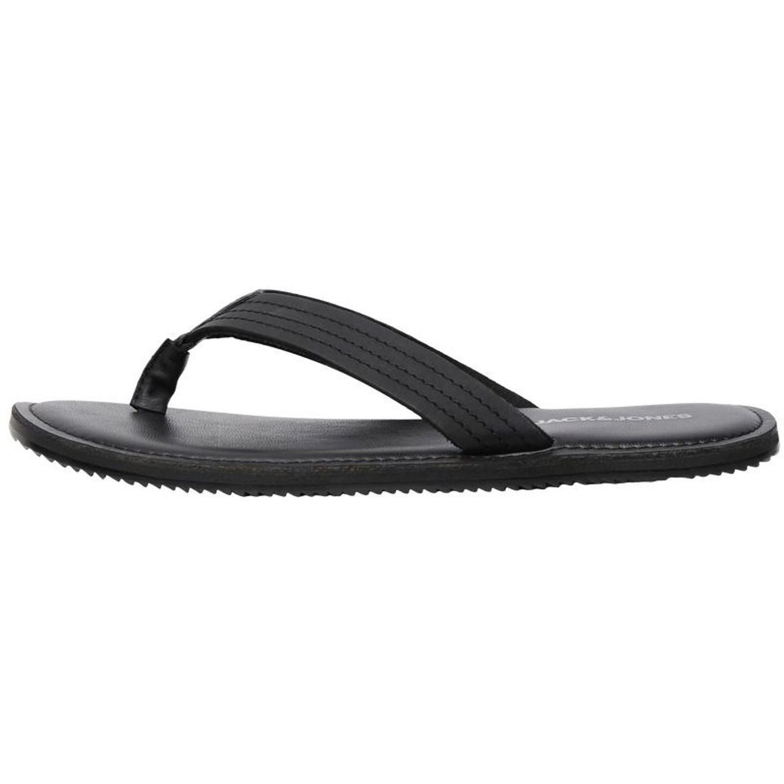 Jack & Jones Washton Tongs Pour Hommes En Cuir Anthracite