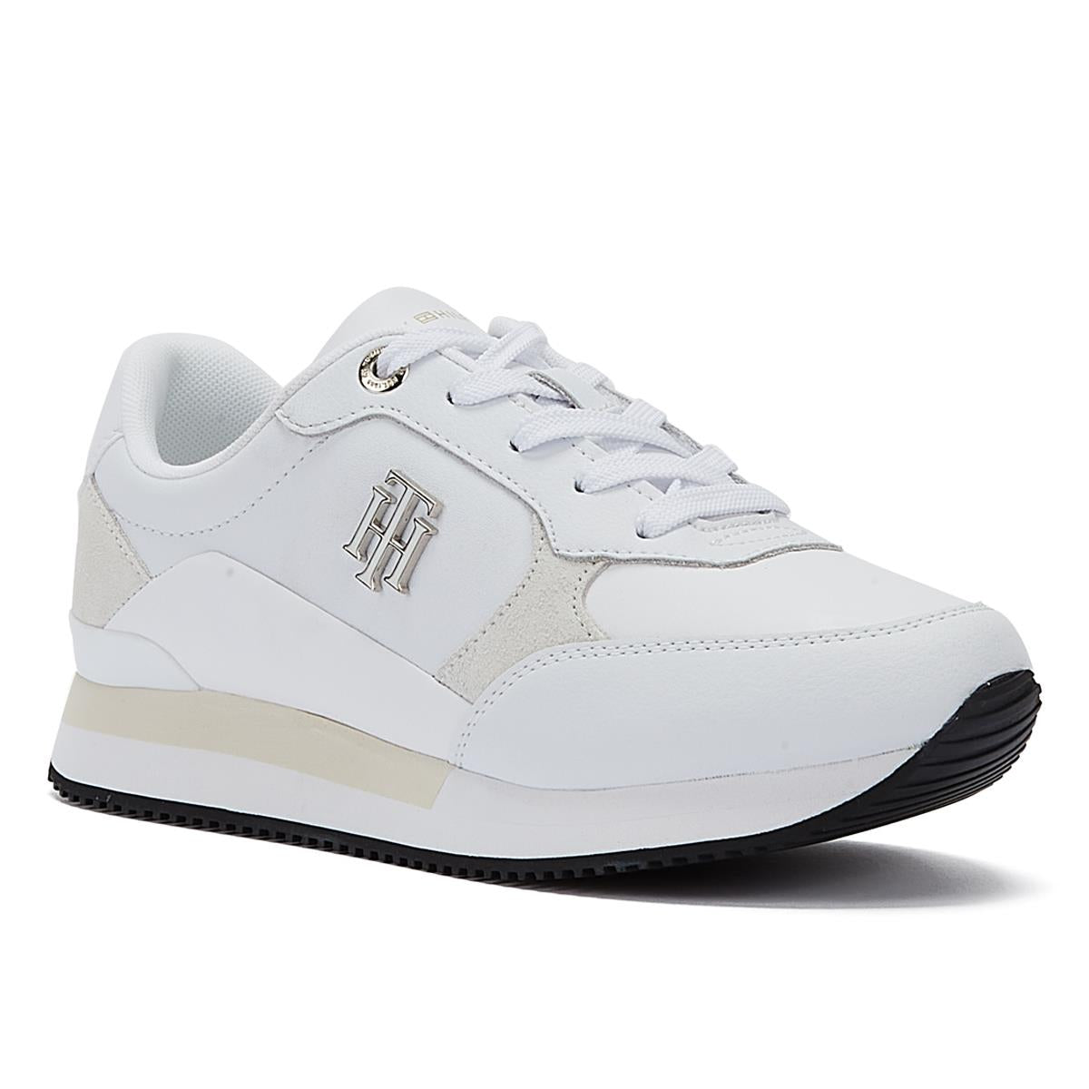 Tommy Hilfiger TH Emboss Metallic Sneaker Womens White/Gold Trainer