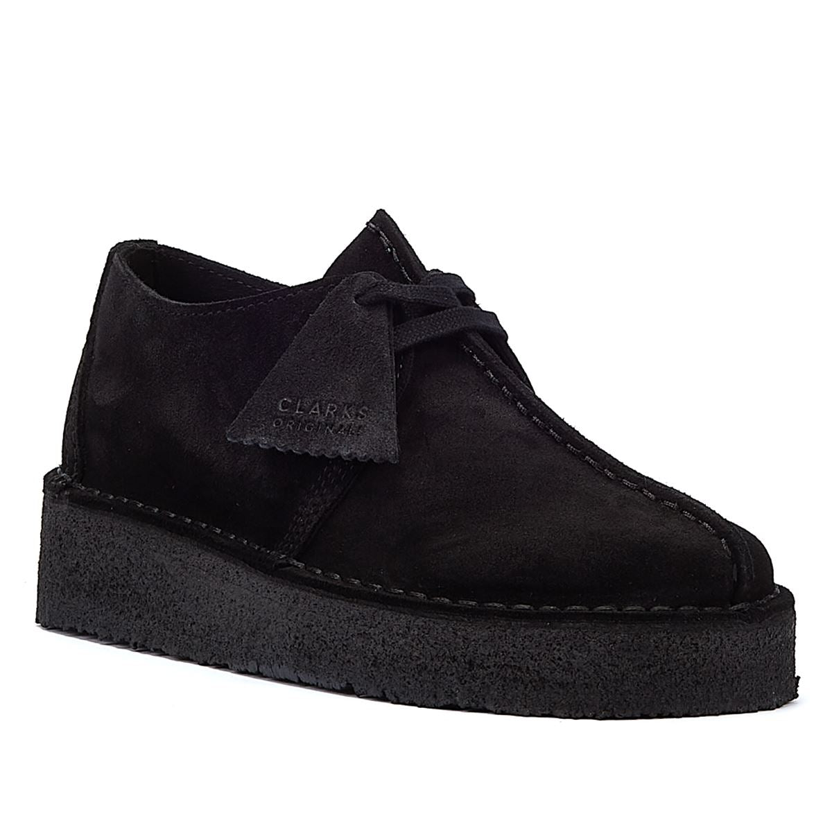 Clarks Chaussures Confort Femme En Daim Noir À Talon Compensé Trek Originals