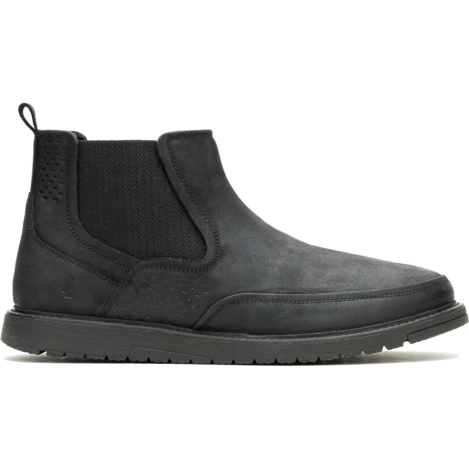 Hush Puppies Jenson Bottes En Cuir Noires Pour Hommes