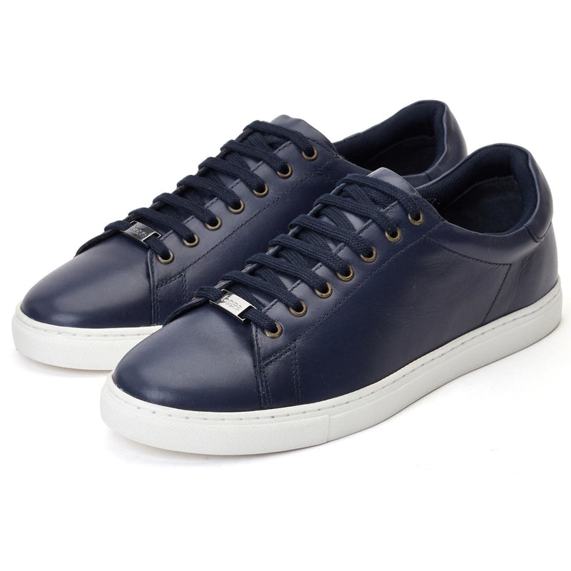 Base London Tucker Chaussures De Sport Pour Homme En Cuir Bleu Marine