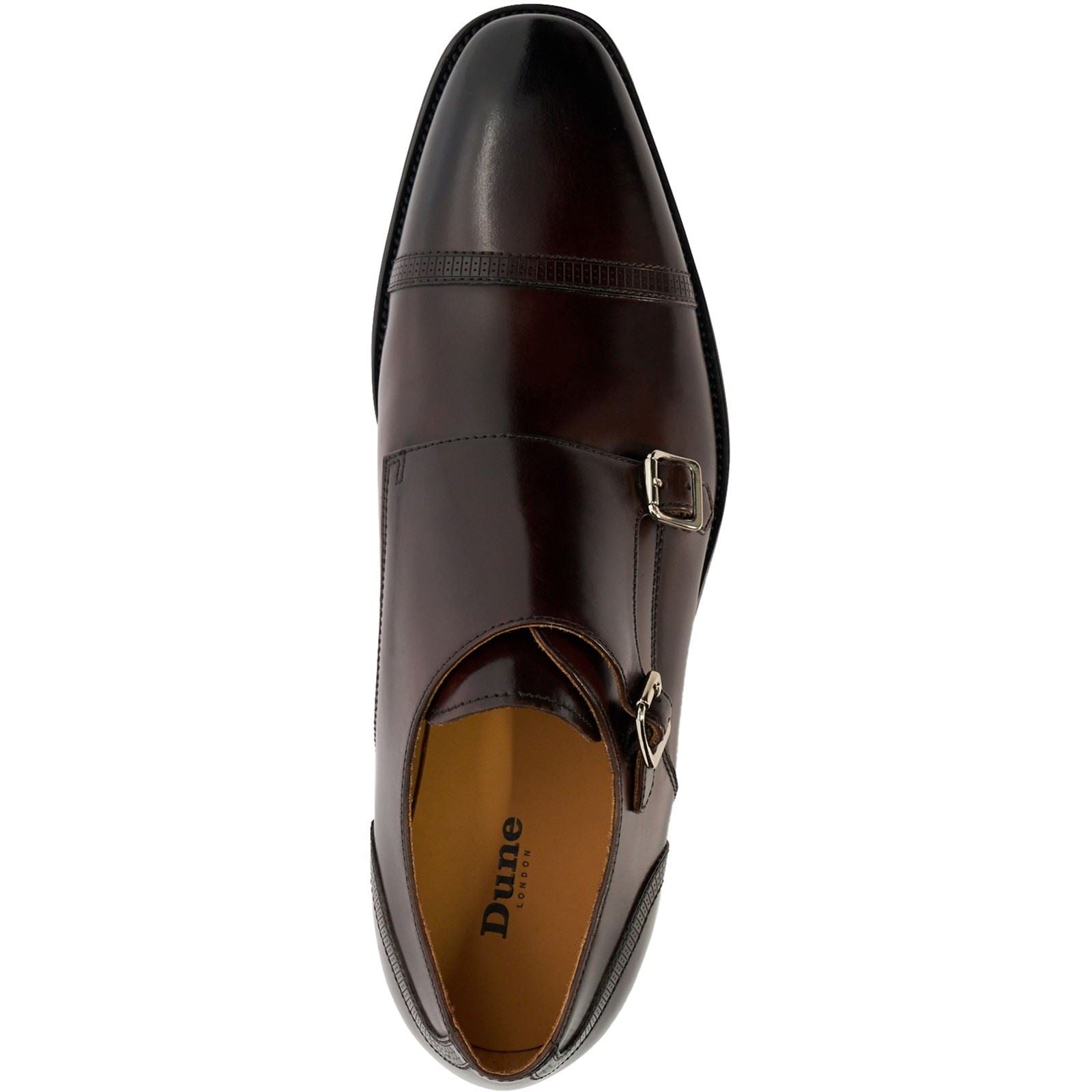 Dune Saloon Chaussures Pour Hommes À Double Boucle Marron En Cuir