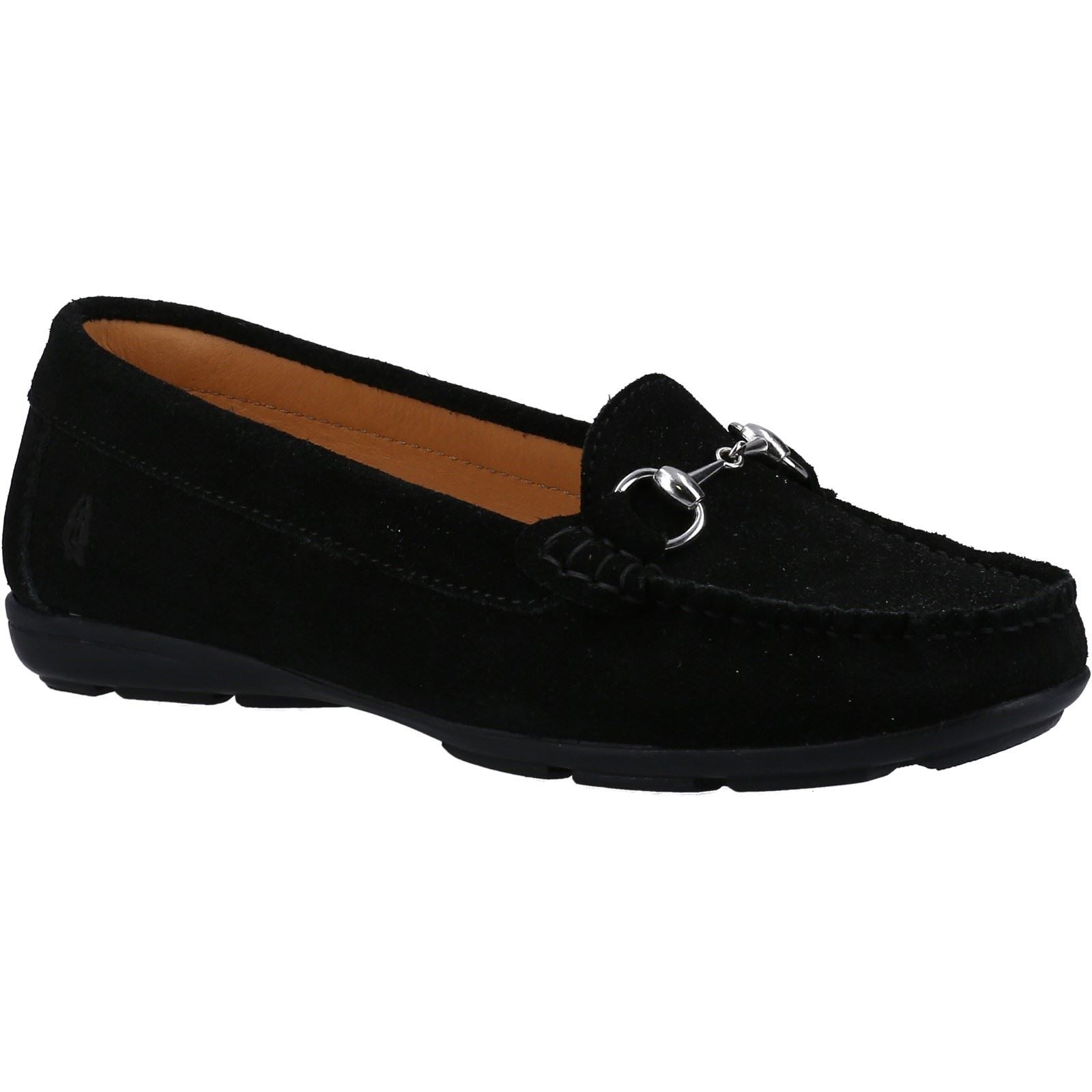 Hush Puppies Molly Snaffle Mocassins Noirs En Daim Pour Femmes
