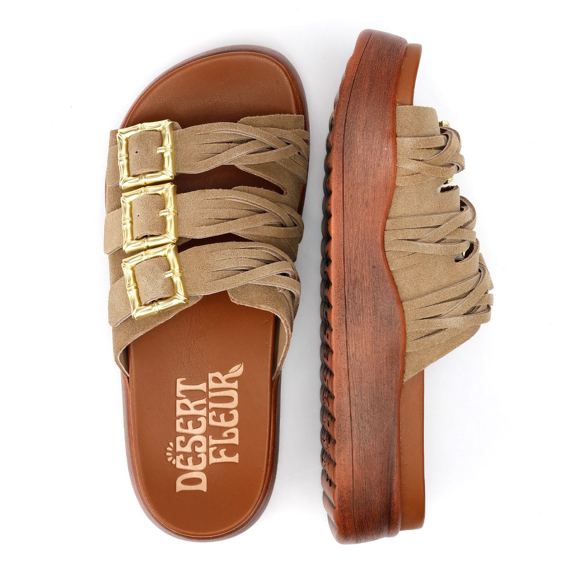 Desert Fleur Gypsum  Sandales Beige Pour Femme En Suède