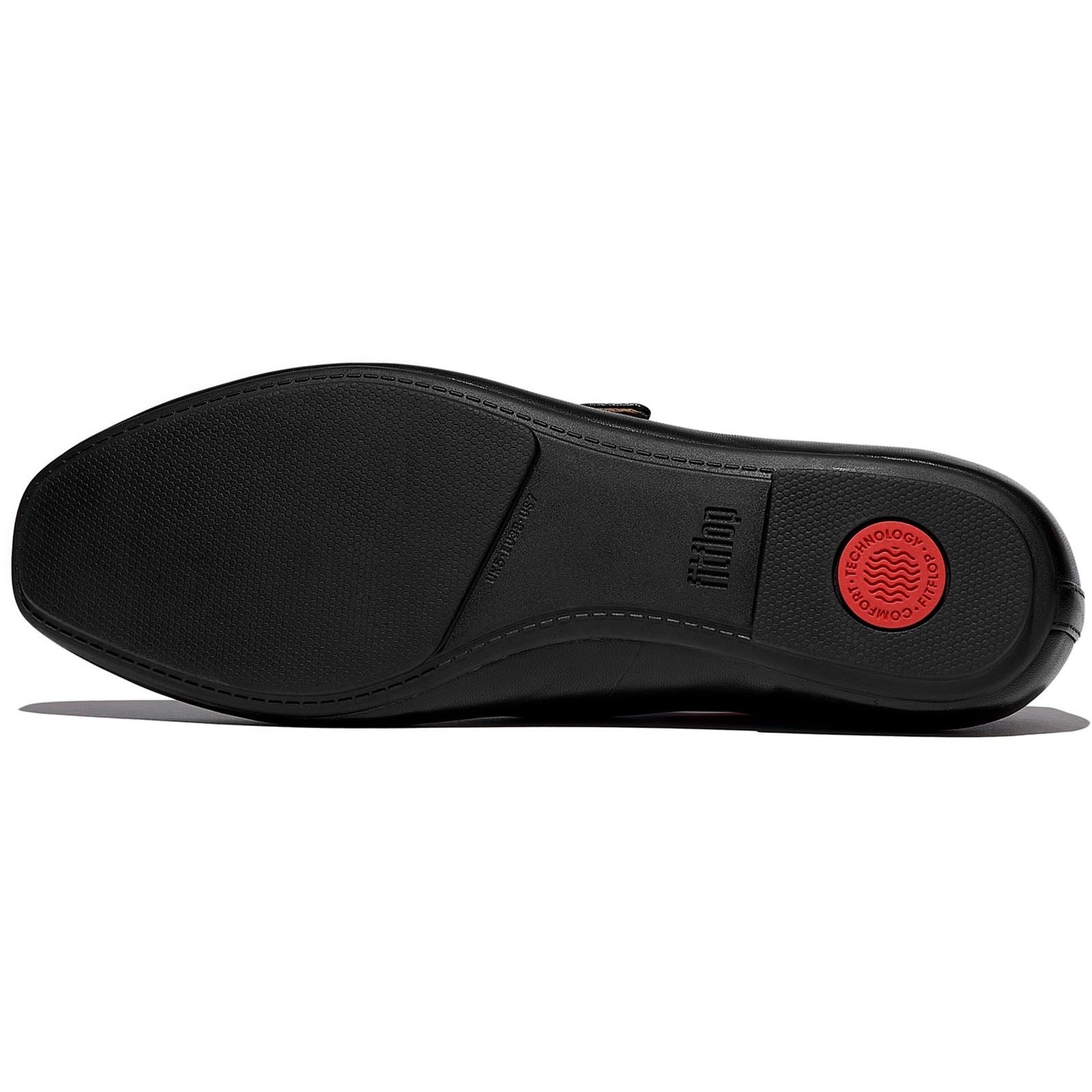 Fitflop Delicato Chaussures En Cuir Pour Femmes Toutes Noires À Coupe Étroite