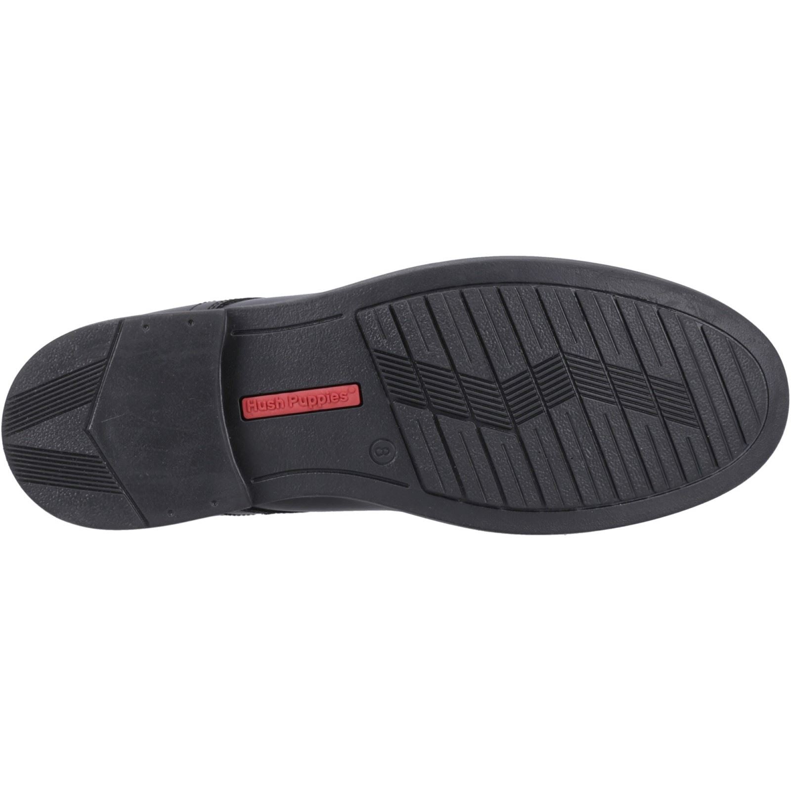 Hush Puppies Tate Senior Bottes Noires En Cuir Pour Garçons