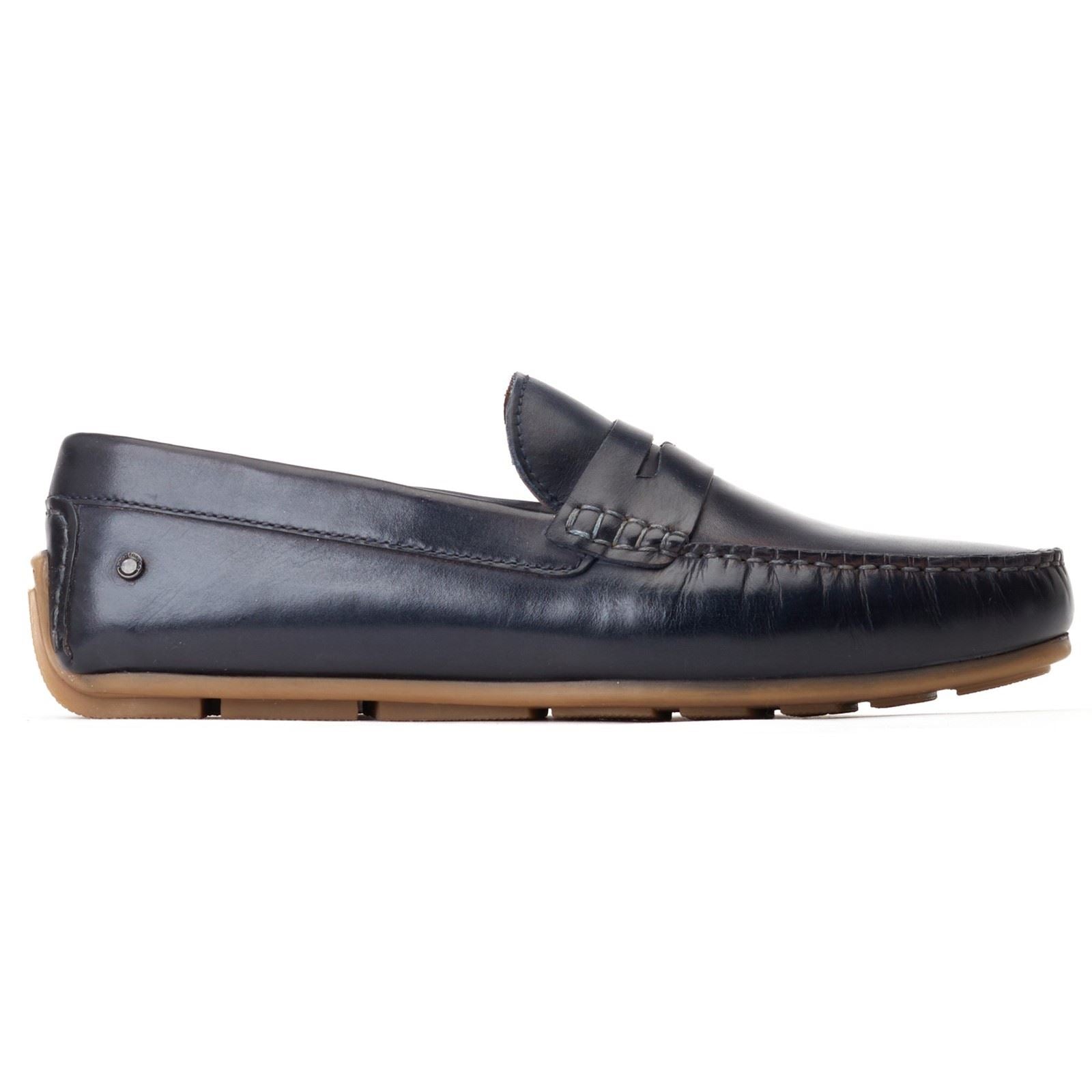 Base London Collins Mocassins En Cuir Pour Hommes Bleu Marine