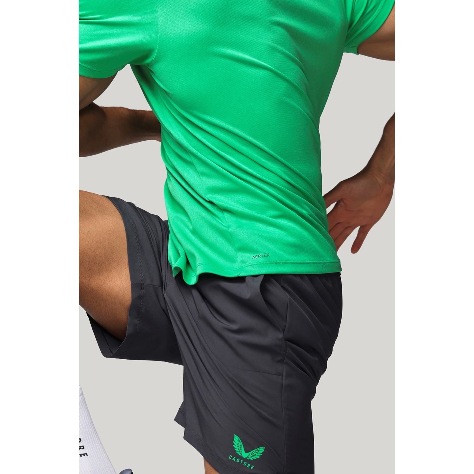 Castore Short Sleeve T-Shirts De Sport Actifs Pour Hommes En Polyester Vert