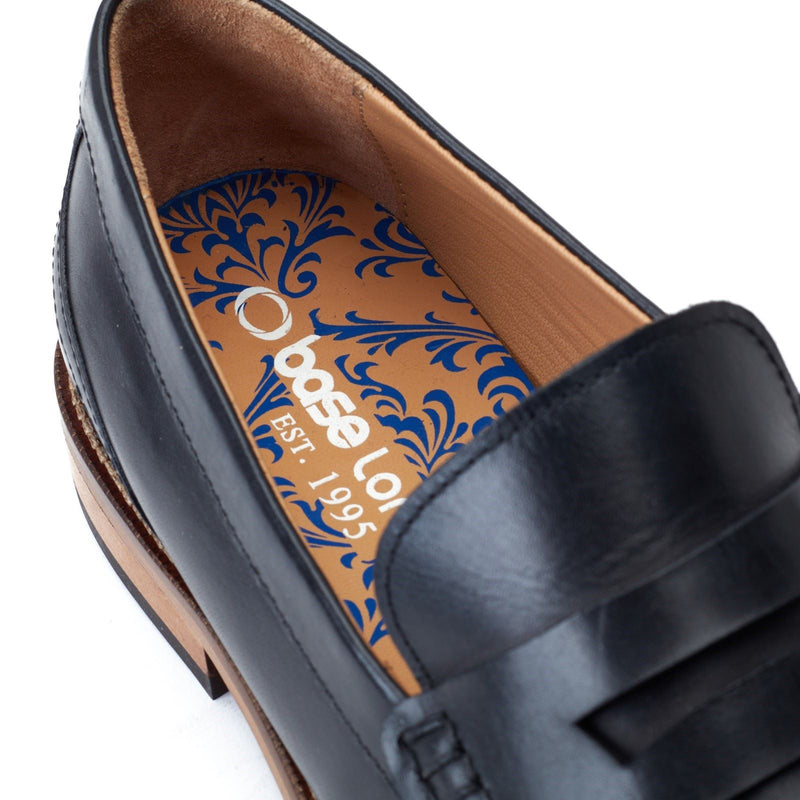 Base London Garfield Mocassins Noirs En Cuir Pour Hommes