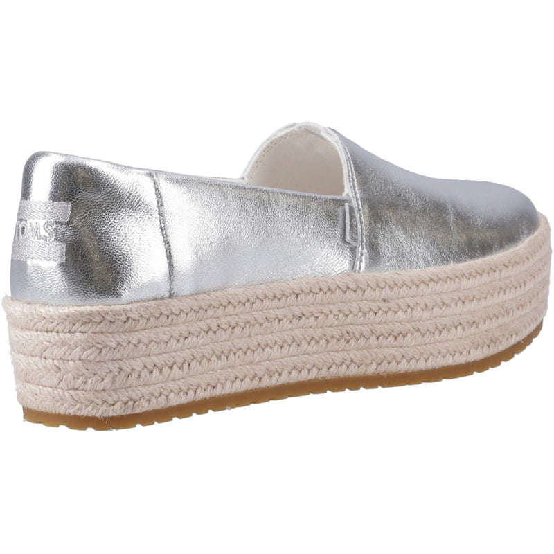 TOMS Valencia Espadrilles En Cuir Pour Femmes, Couleur Argent.