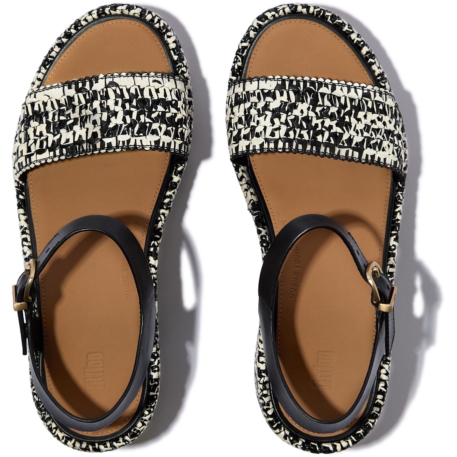 Fitflop Platfforms Wedge Sandales En Faux Daim Noires/Ivoire Pour Femmes