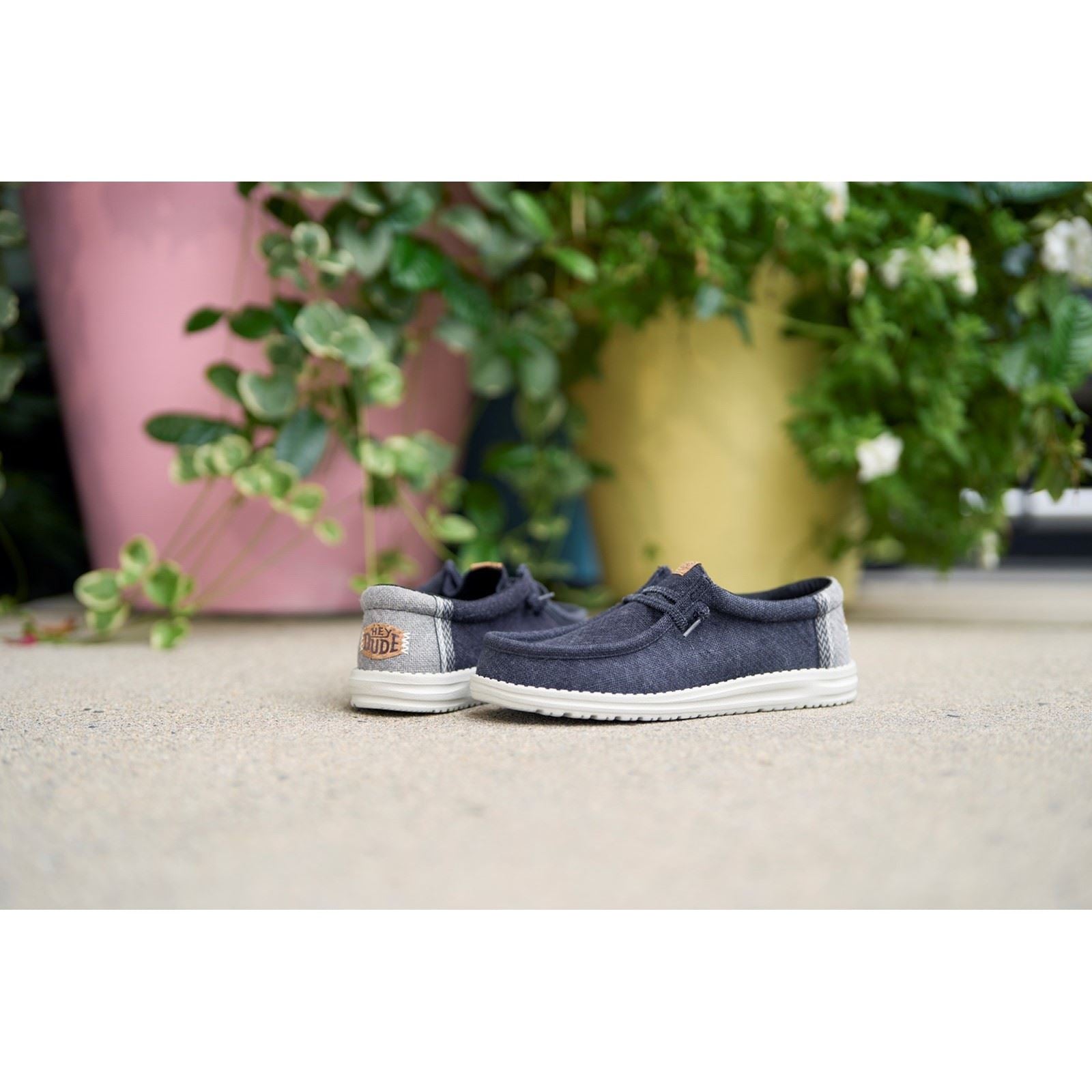 HEYDUDE Wally Jute Chaussures Mocassins En Jute Pour Hommes Noir/Granit Gris