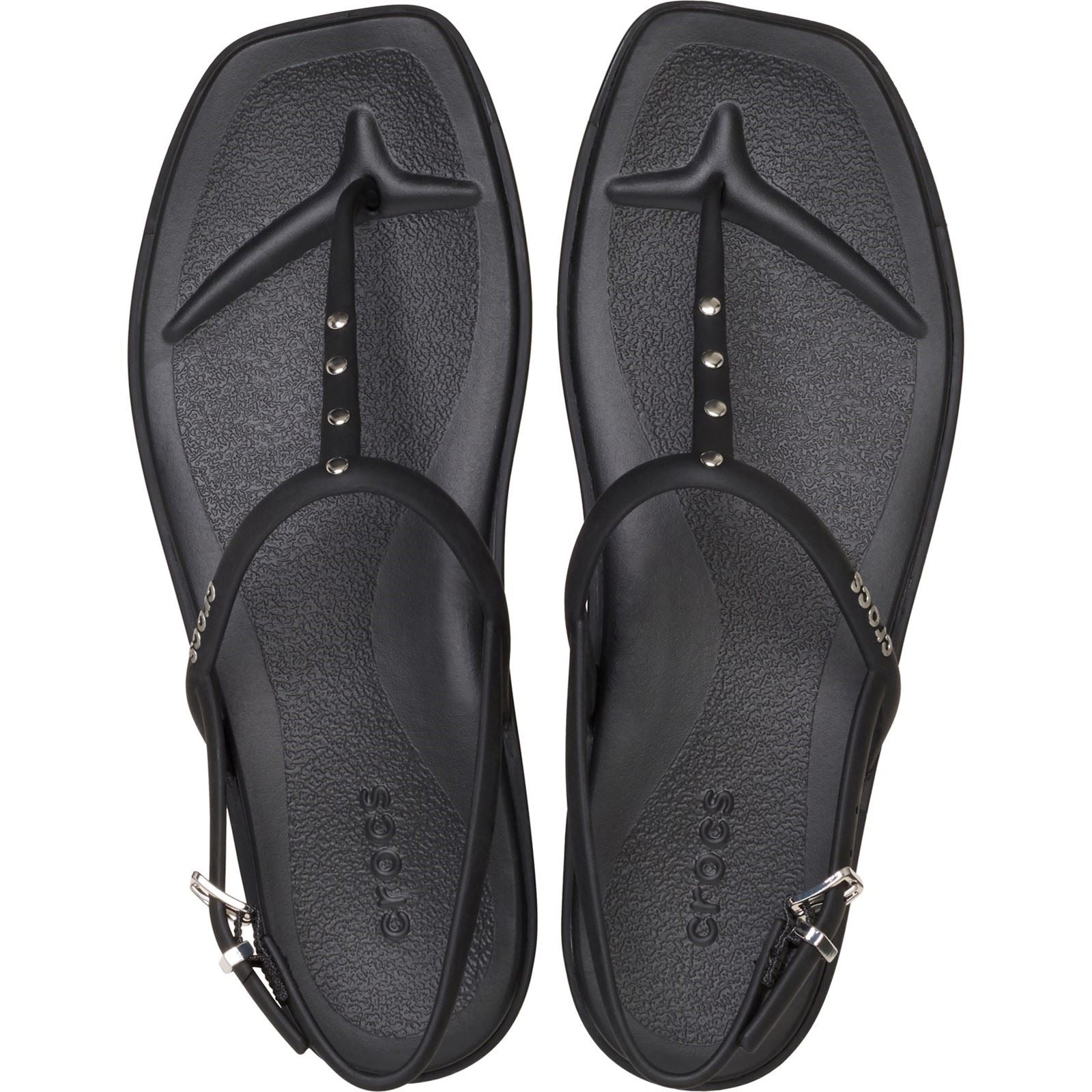 Crocs Miami Studded Thong Flip Sandales Noires En Thermoplastique Pour Femmes